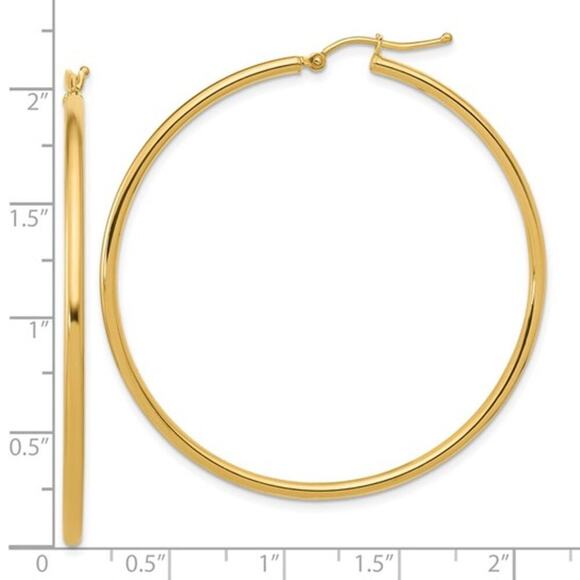 New 14K Polished 2mm Hoop Earrings by Leslie’s Jewelry - Picture 5 of 10